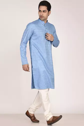 Men's self embossed designer cotton kurta