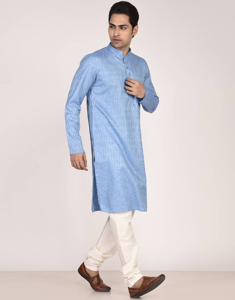 Men's self embossed designer cotton kurta