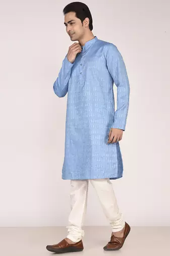 Men's self embossed designer cotton kurta