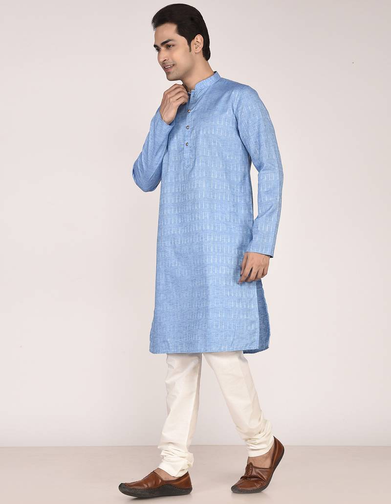 Men's self embossed designer cotton kurta