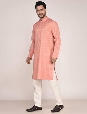Men's self embossed designer cotton kurta 2