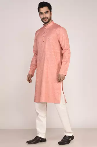 Men's self embossed designer cotton kurta