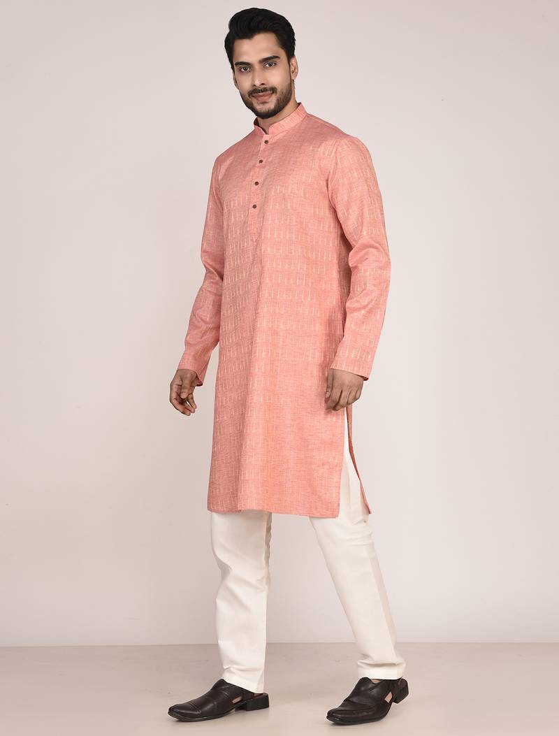 Men's self embossed designer cotton kurta