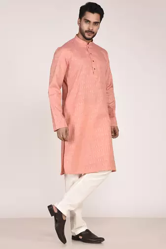 Men's self embossed designer cotton kurta