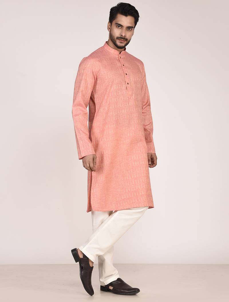 Men's self embossed designer cotton kurta