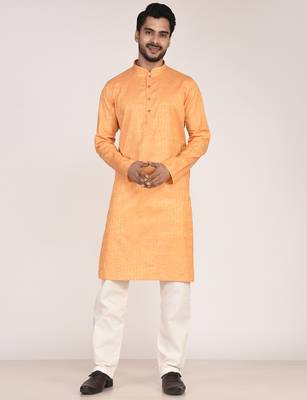 Men's self embossed designer cotton kurta 1