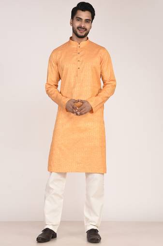 Men's self embossed designer cotton kurta