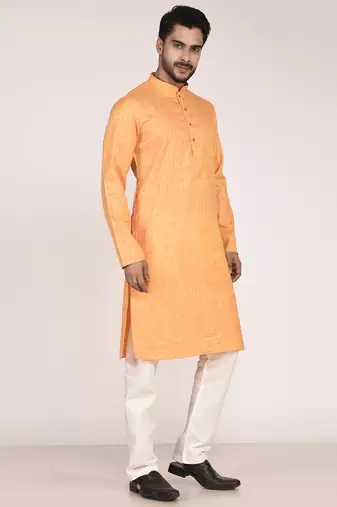 Men's self embossed designer cotton kurta