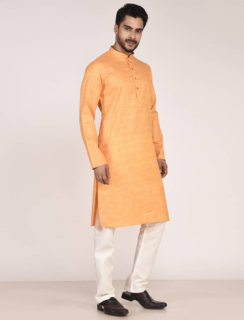 Men's self embossed designer cotton kurta