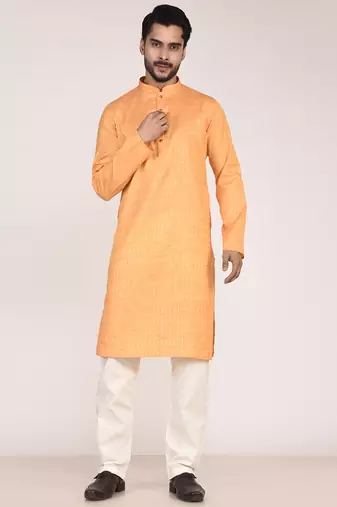 Men's self embossed designer cotton kurta