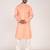 Men's woven design mandarin collar cotton straight kurta