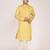 Men's woven design mandarin collar cotton straight kurta