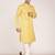 Men's woven design mandarin collar cotton straight kurta