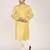 Men's woven design mandarin collar cotton straight kurta
