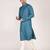 Men's woven design mandarin collar cotton straight kurta