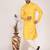 Men's woven design mandarin collar cotton straight kurta