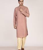Men's woven design mandarin collar cotton straight kurta