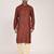 Men's woven design mandarin collar cotton straight kurta