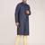 Men's woven design mandarin collar cotton straight kurta