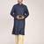 Men's woven design mandarin collar cotton straight kurta