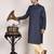 Men's woven design mandarin collar cotton straight kurta