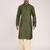 Men's woven design mandarin collar cotton straight kurta