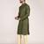 Men's woven design mandarin collar cotton straight kurta