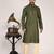 Men's woven design mandarin collar cotton straight kurta
