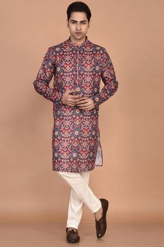 Men's ethnic motifs cotton printed kurta