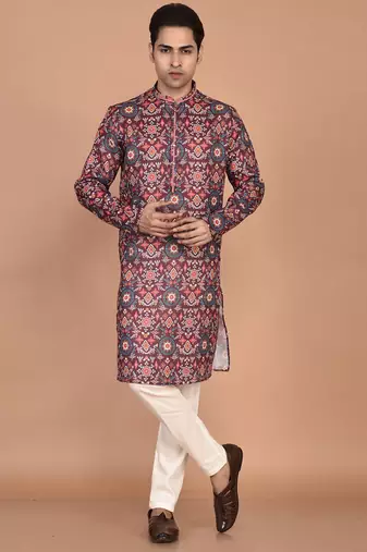 Men's ethnic motifs cotton printed kurta