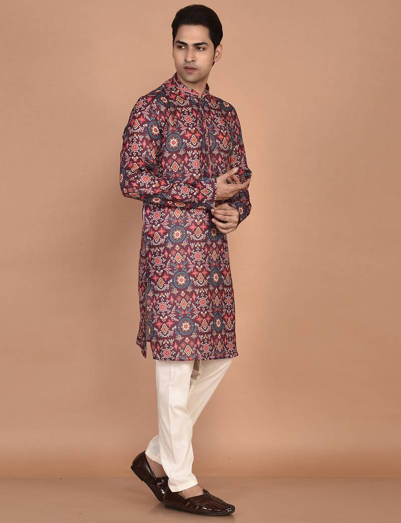 Men's ethnic motifs cotton printed kurta