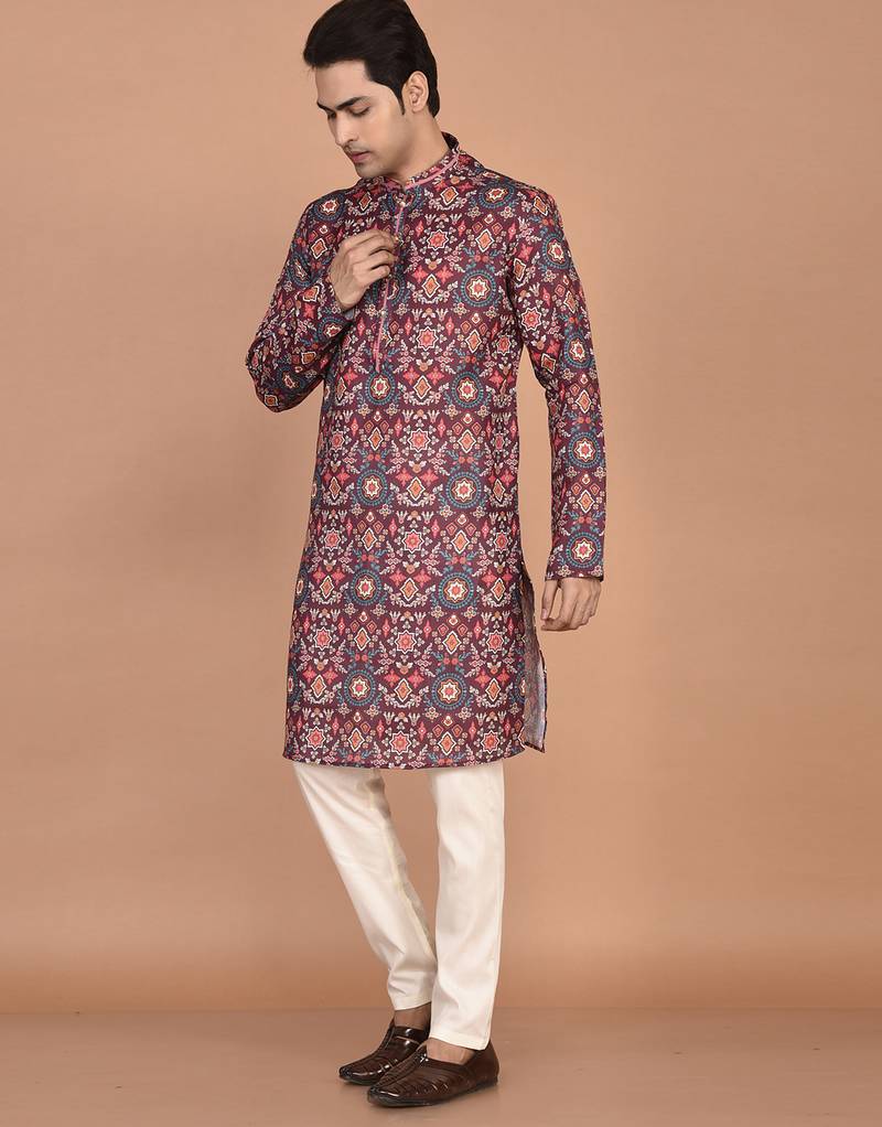 Men's ethnic motifs cotton printed kurta