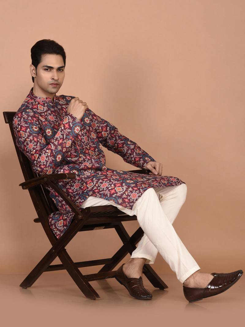 Men's ethnic motifs cotton printed kurta