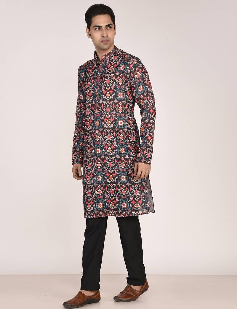 Men's ethnic motifs cotton printed kurta