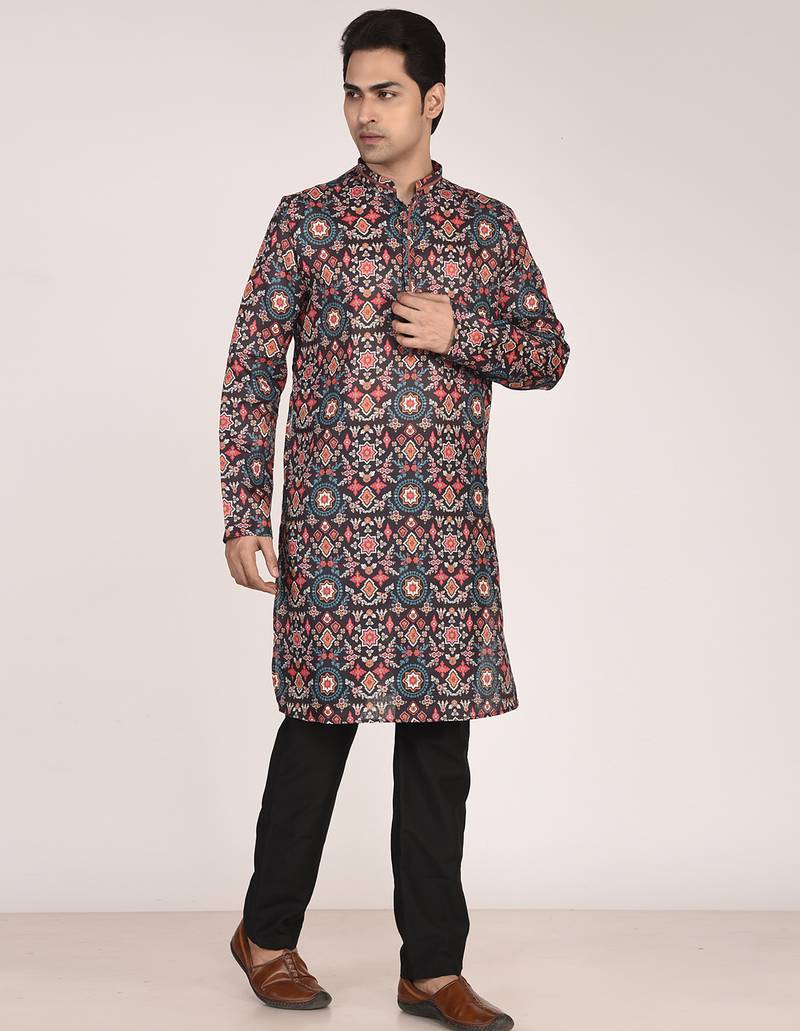 Men's ethnic motifs cotton printed kurta