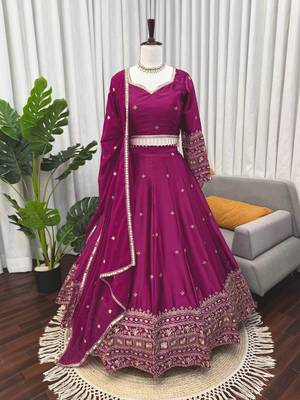 purple jatan silk thread sequin lehenga choli set 4