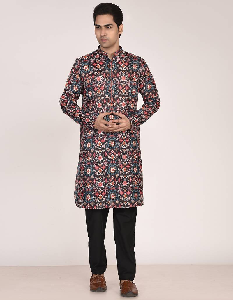 Men's ethnic motifs cotton printed kurta
