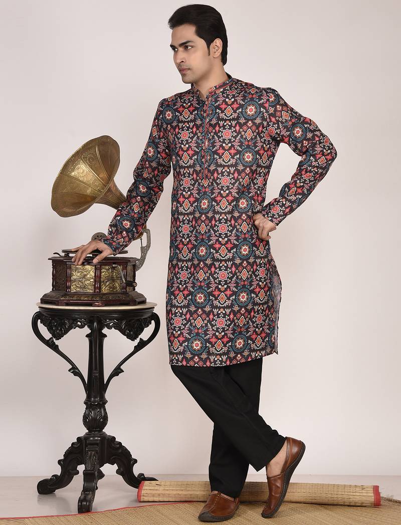 Men's ethnic motifs cotton printed kurta