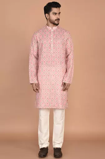 Men's traditional patola printed cotton kurta