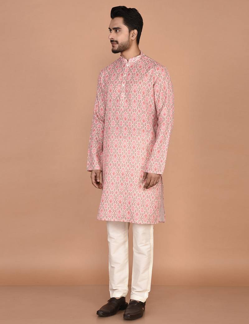 Men's traditional patola printed cotton kurta