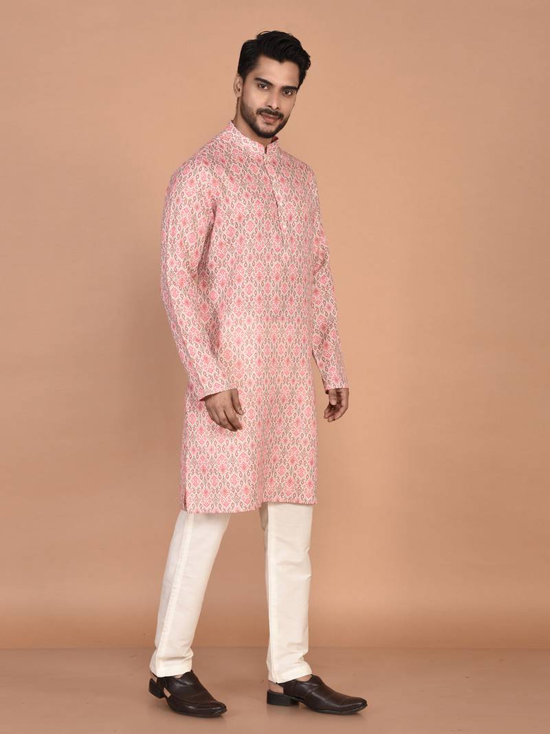 Men's traditional patola printed cotton kurta