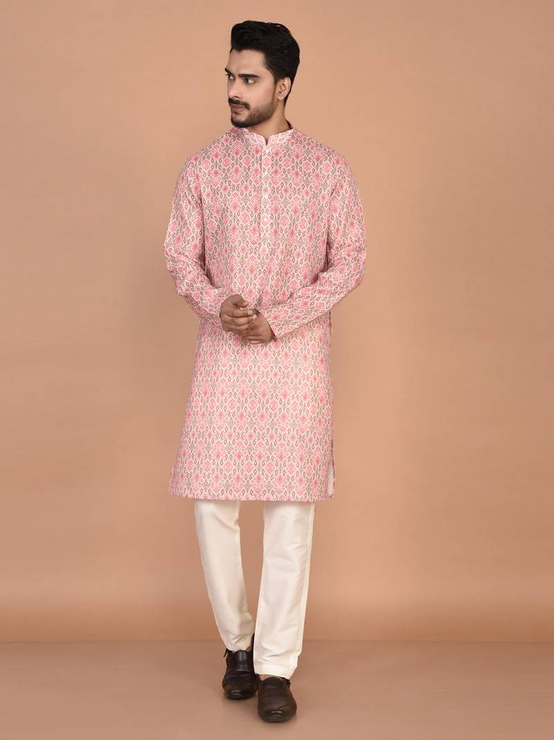 Men's traditional patola printed cotton kurta