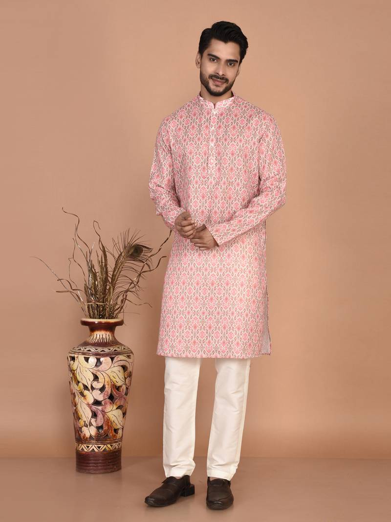 Men's traditional patola printed cotton kurta