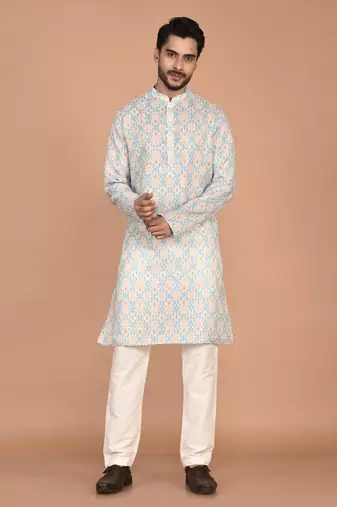 Men's traditional patola printed cotton kurta