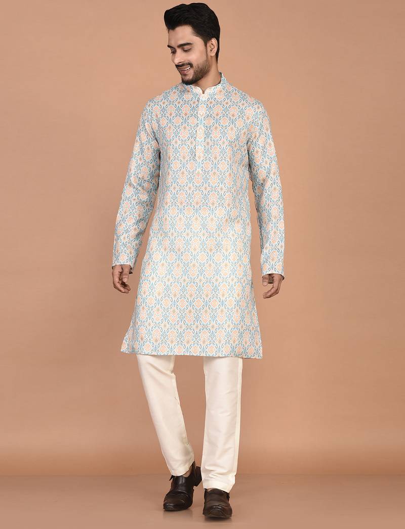 Men's traditional patola printed cotton kurta