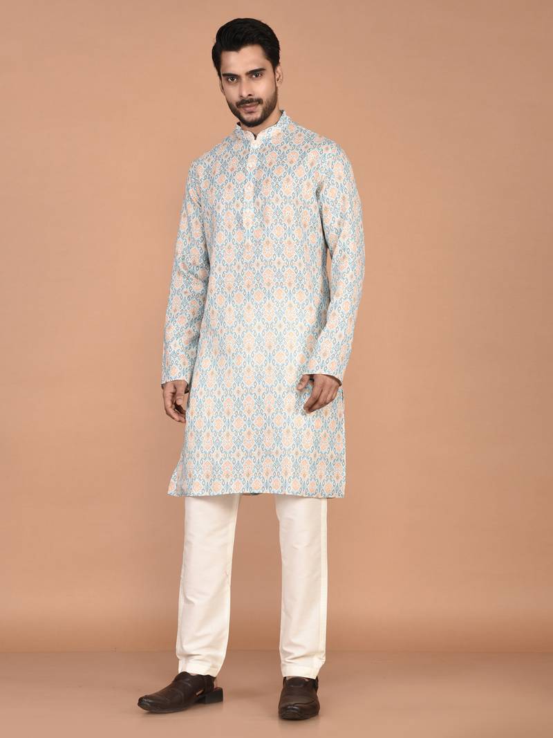 Men's traditional patola printed cotton kurta