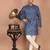 Men's floral printed mandarin collar cotton kurta