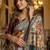 Multi Color Printed And Mirror Work Silk Blend Saree