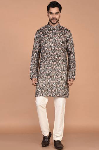 Men's  paisley print cotton kurta