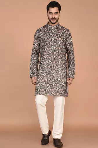 Men's  paisley print cotton kurta